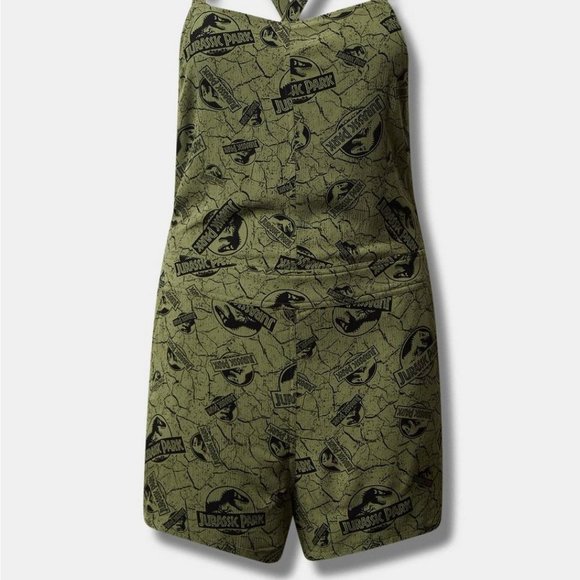 ❤️NWT TORRID SHORTALL JURASSIC PARK DINOSAUR WORLD ROMPER - POCKETS - PLUS SIZE - Picture 7 of 12